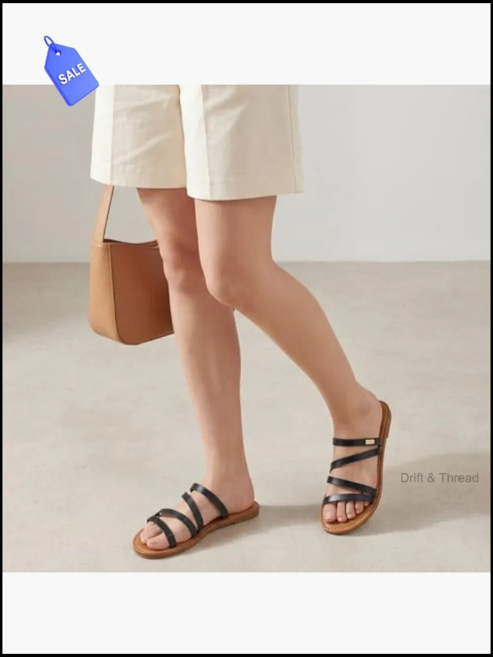 Multi Strap Slide Sandals with Metal Accent Flat Casual Beach Summer Shoes